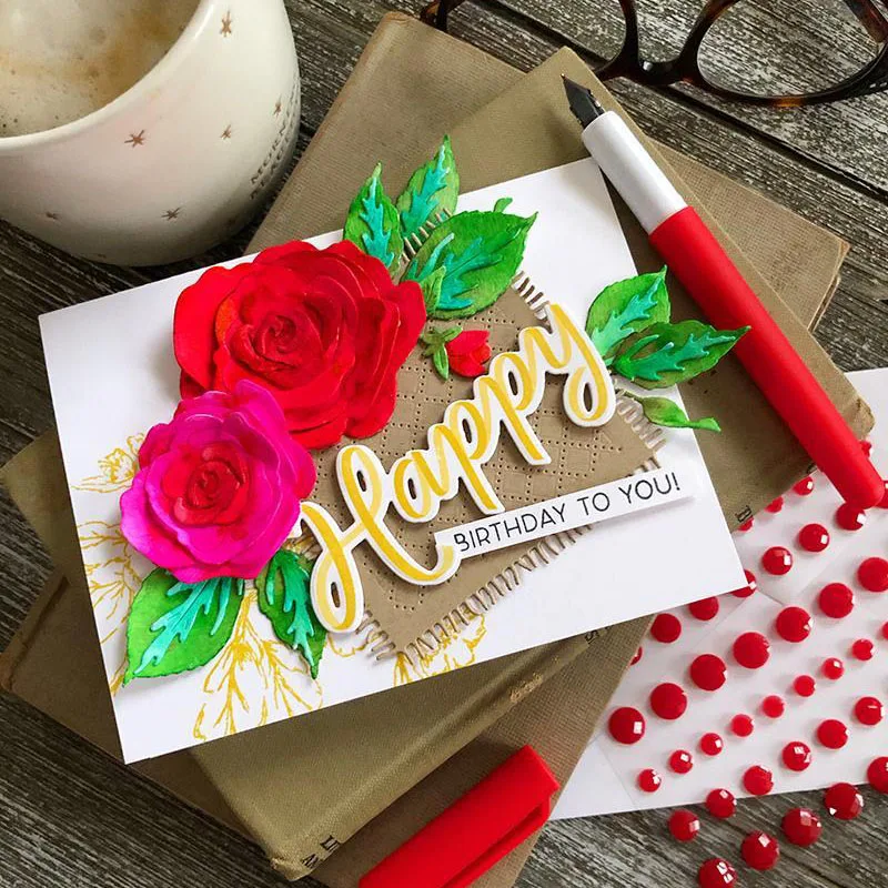 Layred Botanic Rose Flower Floral Christmas Birthday die Card and scrapbook Dec Metal cutting die Clear stamp