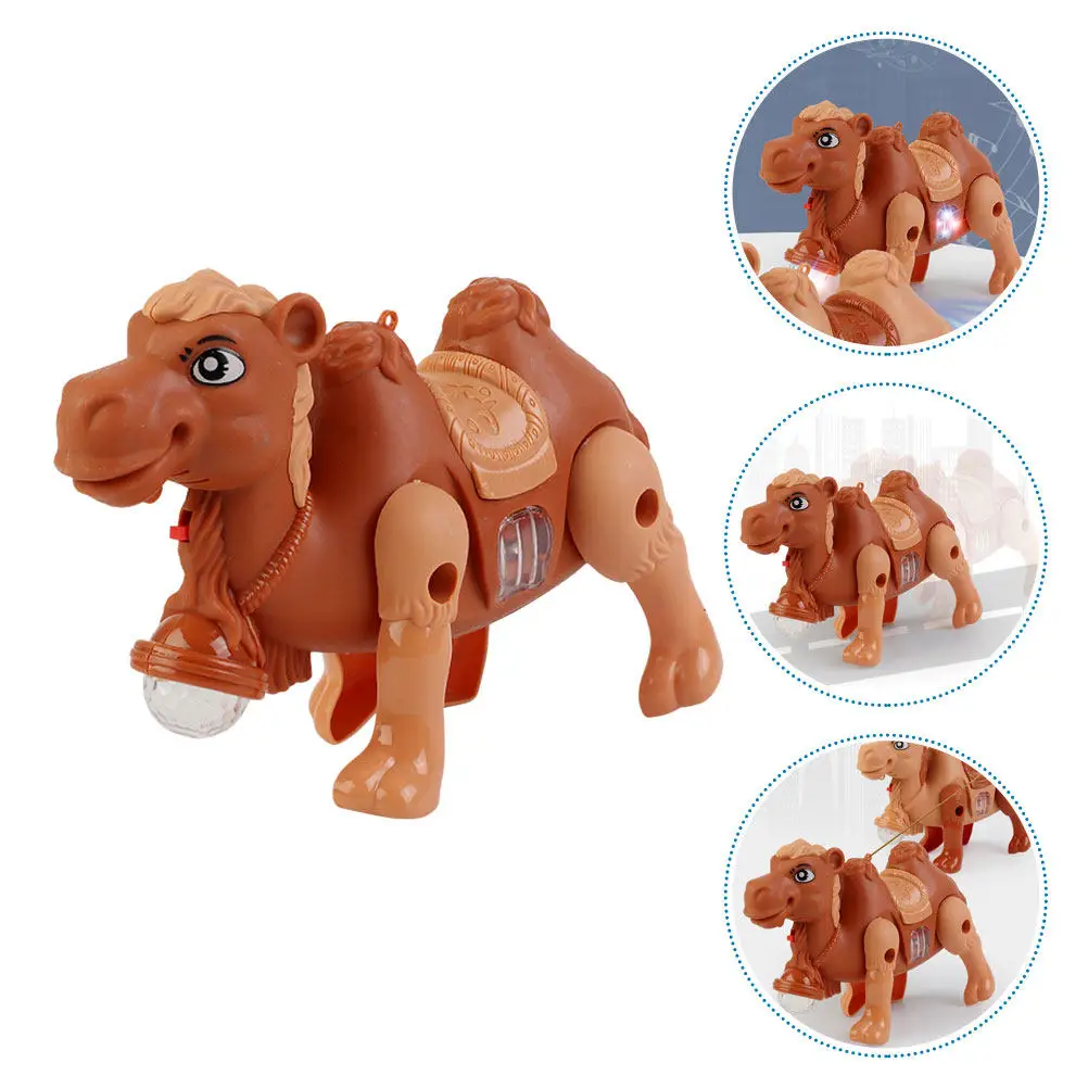 

Электрический светящийся ходячий верблюд-игрушка с музыкой и светом, на веревке, мультяшный, для дома, детский подарок, декоративная имитация животного