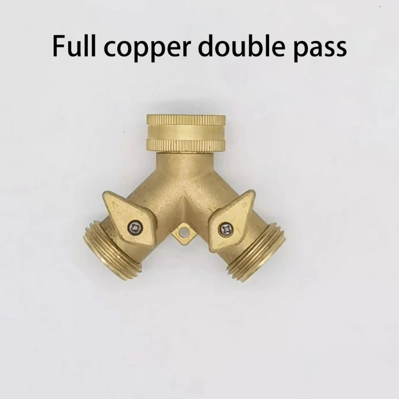 Brass Two Way Garden Hose Y Connector with Independent Valves Quick Installs