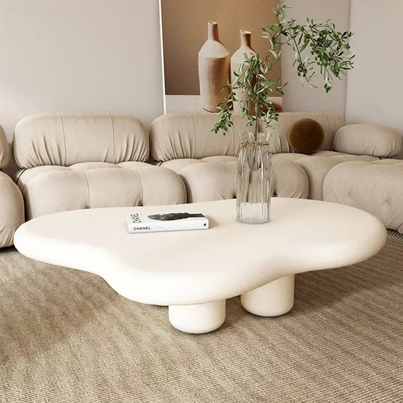 MOMO Nordic Cloud Teetisch, einfacher moderner kleiner Haushalt, Wohnzimmer-förmiger Tisch, cremefarbener Wabi-Sabi-Teetisch, 10