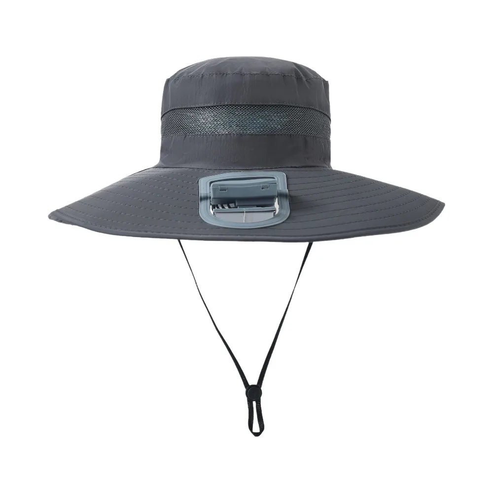 

Fashion Wide Brim Solar Fan Hat UPF50+ Breathable Sun Hat 3-speed Summer Bucket Hat for Men Women
