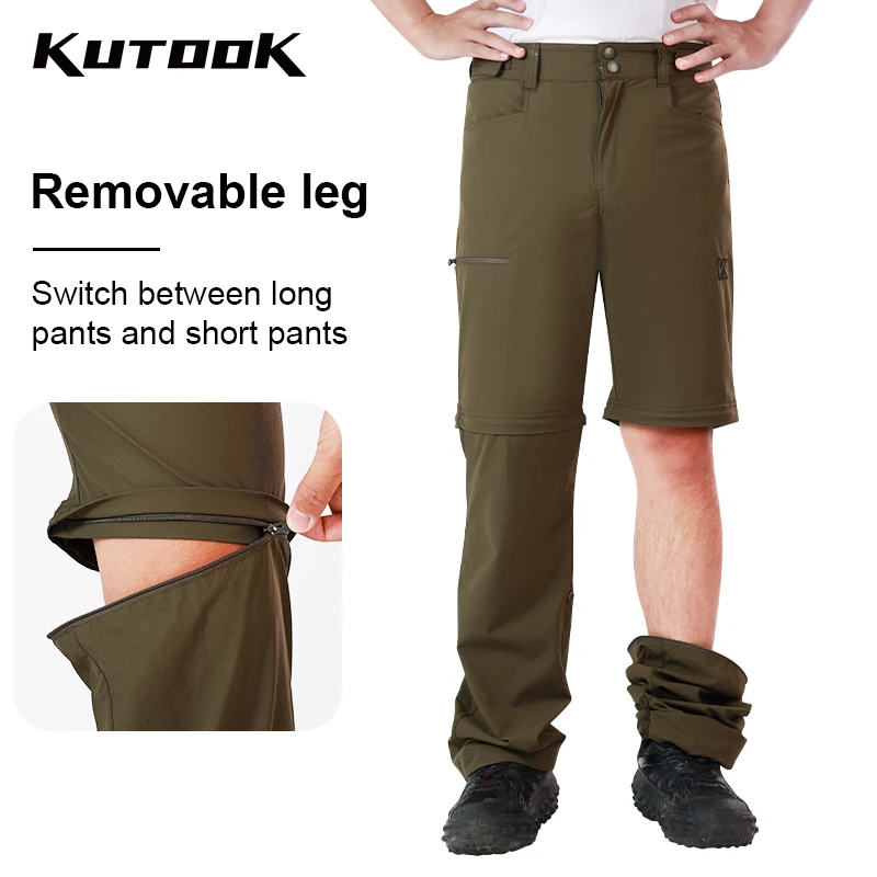 

KUTOOK New Men's Outdoor Hiking Pants Shorts and Trousers All-in-one Camping Portable Quick-drying Sports Pants