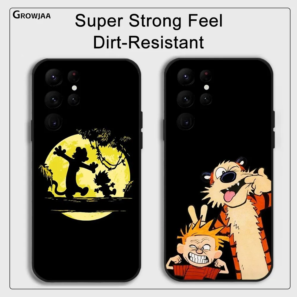 Cartoon C-Calvin And H-Hobbes Phone Case for Samsung Galaxy S24 Ultra S22 S23 Ultra S21 S20 Protective Silicone Funda