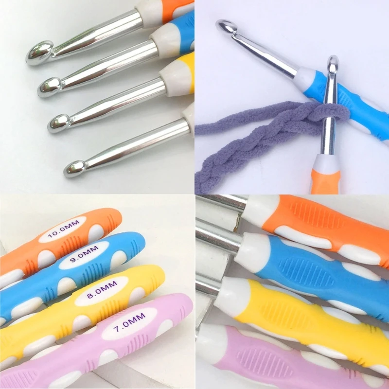 4Pcs Ergonomic Handle Crochet Hook Needle for Beginner Experienced Hobbyist