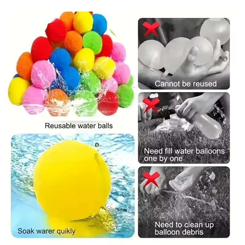 15 pezzi riutilizzabili palline d'acqua in spugna colorate per bambini adulti spugna bomba d'acqua palloncini antispruzzo piscina giochi d'acqua estivi