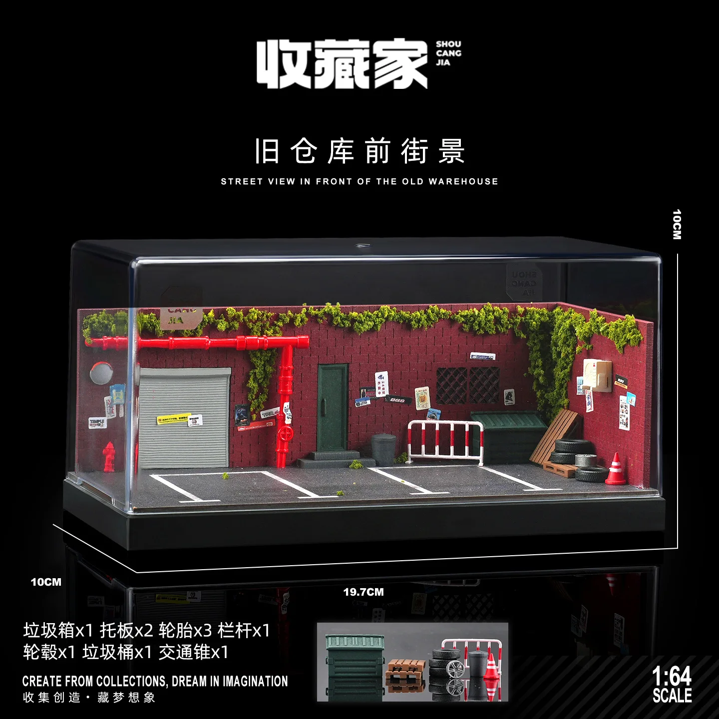 

Miniature Scene 1/64 Scale Diorama Warehouse Parking Lot Model Garage Decor Car Display Case Collect