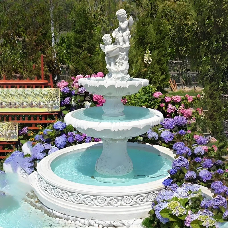Marble angel fountain wedding fountain garden outdoor flowers water feature water feature wishing pool fountain sculpture