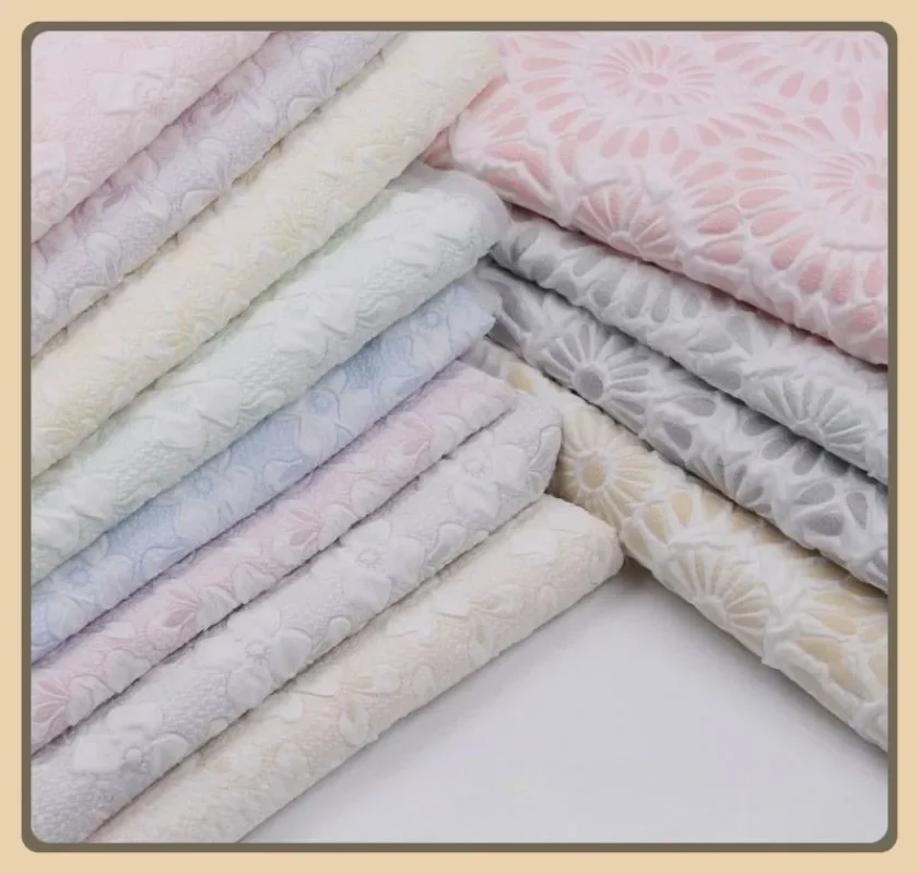 Macaron Relief Bubble Fabric Lightweight Three Dimensional Cotton Down Jacket Material Small Fragrance Style Puffer Coat Fabric