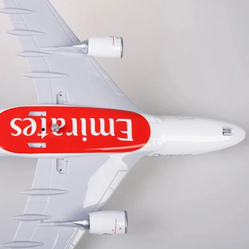 1/160 Scale 45.5cm Airplane Model 380 A380 UAE Airline Aircraft Toy with Light & Wheel Landing Gears Diecast Plastic Resin Toy