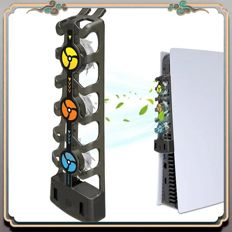 

Durable For PS5 Cooling Fan Quiet RGB Light High Efficient Cooler System 3 Fan Speed Game Console Disc And Digital Edition