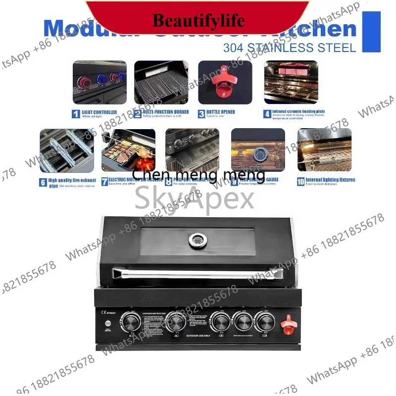 z189 Premium-Qualität SUS 304 Schwarz-Titan Einbau-Gasgrill für Außenküchen, hitzebeständig, antihaftbeschichtet, Grillrost für den Garten