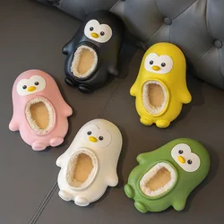 Boys Girls Penuins Cozy House Slippers Warm Plush Winter Cotton Slipper Kids Cute Cartoon Indoor Shoes