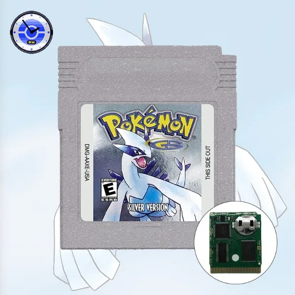 Cartuccia per videogiochi GB/GBC RTC Pokemon blu/cristallo/verde/oro/rosso/argento/giallo con batteria versione USA