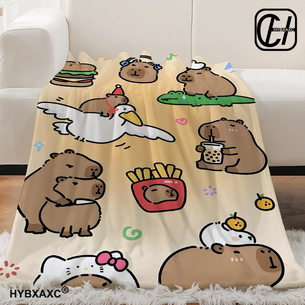 Capibara Lovely Nap Blanket Sofa Winter Warm Bed Fleece Camping Custom Fluffy Soft Blankets Microfiber Bedding King Size