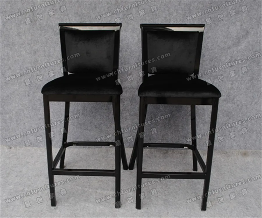 Foshan Modern Furniture Rentable Black Metal Aluminum Bar Chairs Velvet Fabric Outdoor Use Hotels Wedding Events Dining Halls