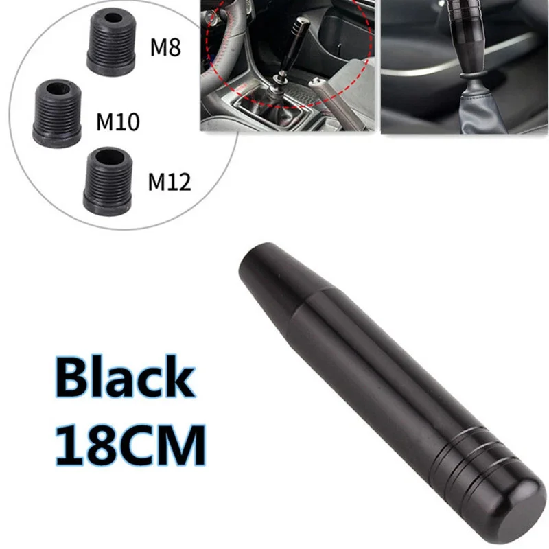 

Universal Car 18cm Aluminum Manual Gear Shift Knob Manual Shifter 3Adapter Black