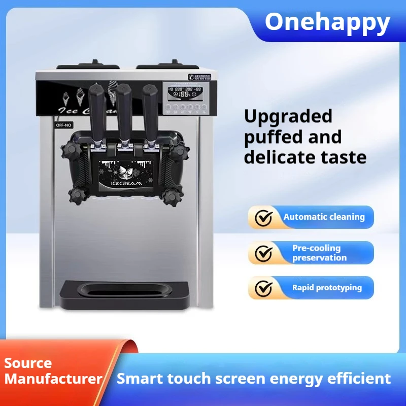 Commercial Ice Cream Machine 2000W, Portable Stainless Steel Soft Serve Maker for Food Stall & Bakery