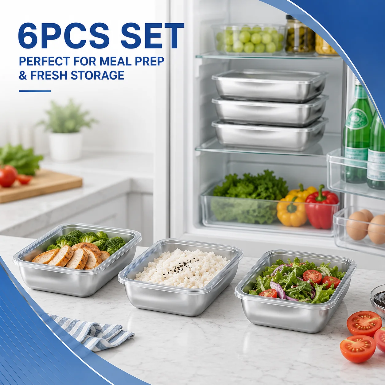 6PCS Stainless Steel Refrigera - Meal Prep Pork ulasan dan harga