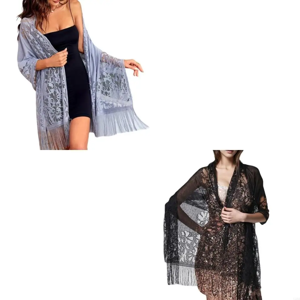 

Lightweight Scarf for Women Office Travel & Evening Event Elegant Hollowed Out Embroidery Headscarf Shawl