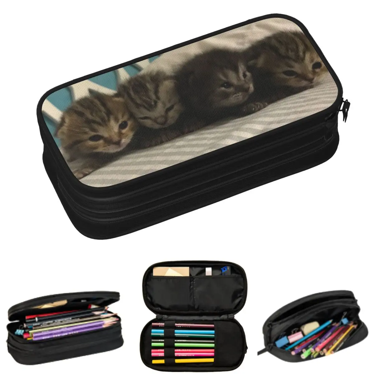 

Sleeping Kittens Pencil Cases for Student Gifts Pen Box Pencil Bag Large Storage Pencil Pouch