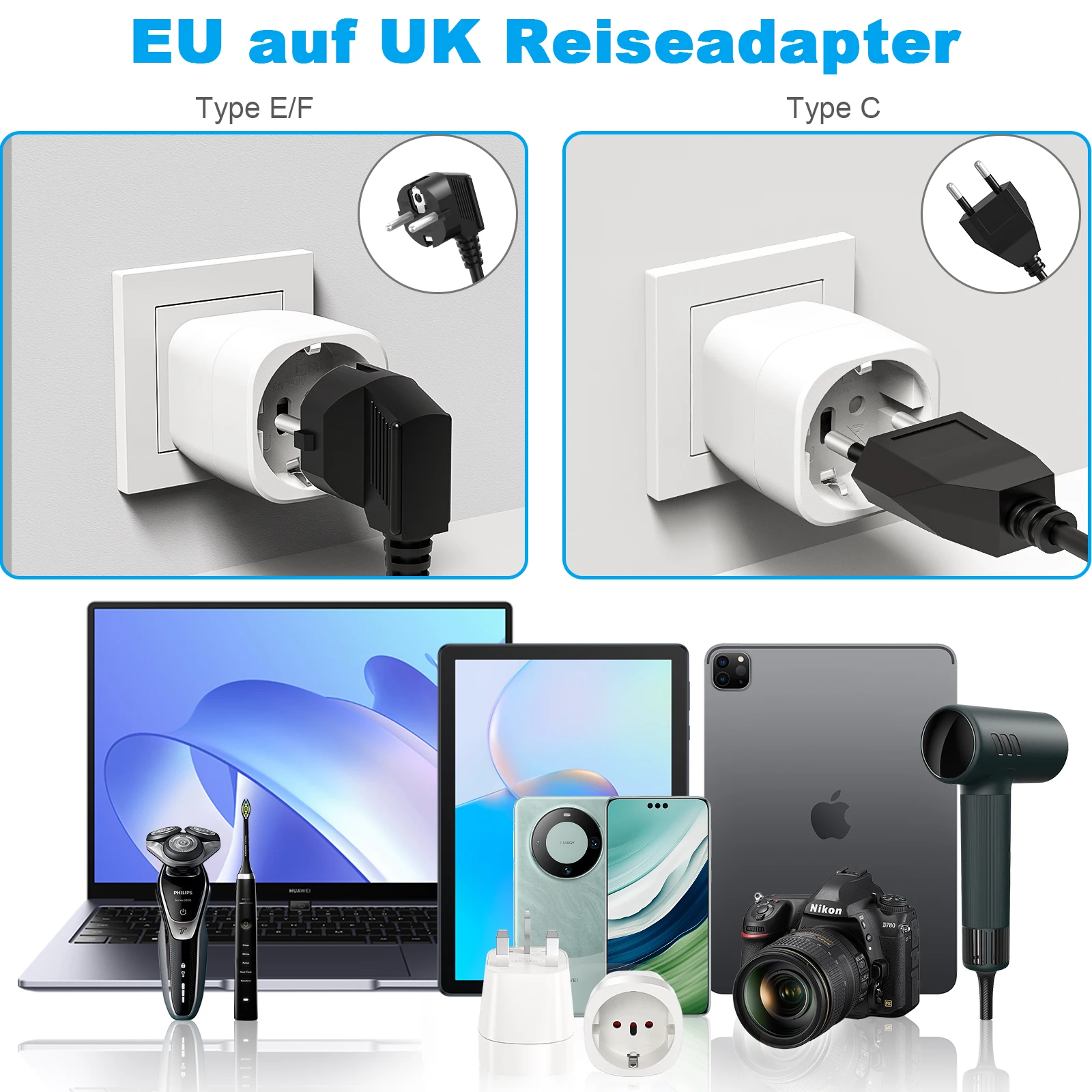 2 قطعة الاتحاد الأوروبي إلى المملكة المتحدة محول القابس إنجلترا السفر المكونات الأوروبية إلى المملكة المتحدة محول الطاقة محول مقبس الحائط لإنجلترا وأيرلندا والمملكة المتحدة #4