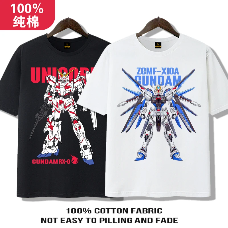 Gundam Kleding Heren 2023 Zomer Nieuwe Katoenen Kindermachine Mecha Mobiele Soldaat Gundam Korte Mouwen T-shirt