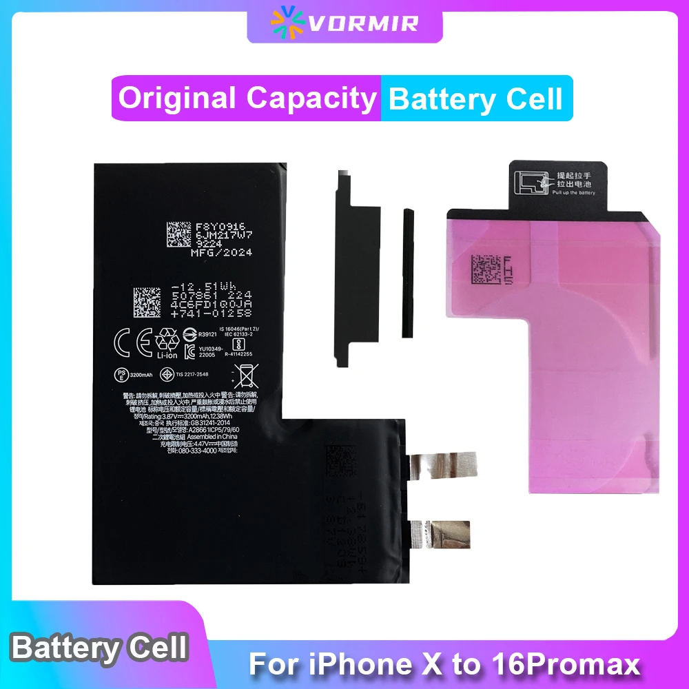 

Wholesale 50pc Rechargeable Battery Cell No Flex For iPhone 11 12 13 14 15 Pure Cobalt Battery Replacement Cells Without Message