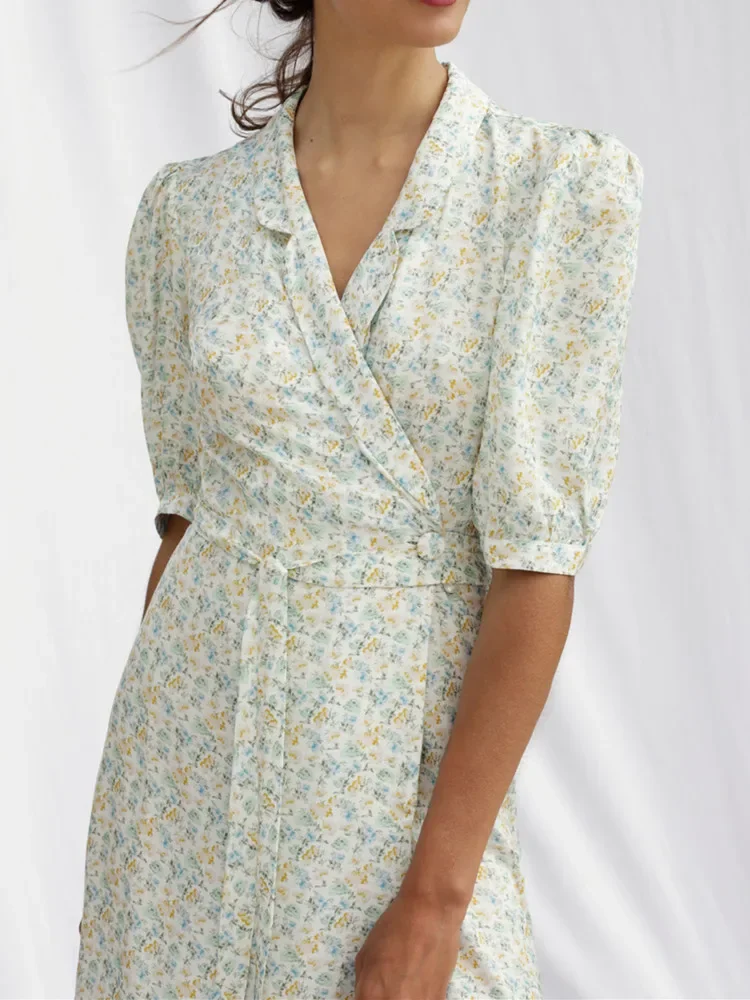 Clearance Price Women Wrap Dress Lace-up Floral Printed Lantern product image from Kayea’s Collections
