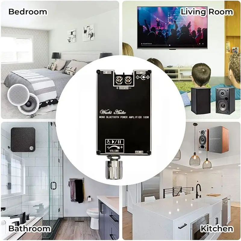 Mono 100W Bluetooth Audio Amplifier Board with Box Function TPA3116D2 BT5.1 Stereo Audio Module DC7-24V -1001B