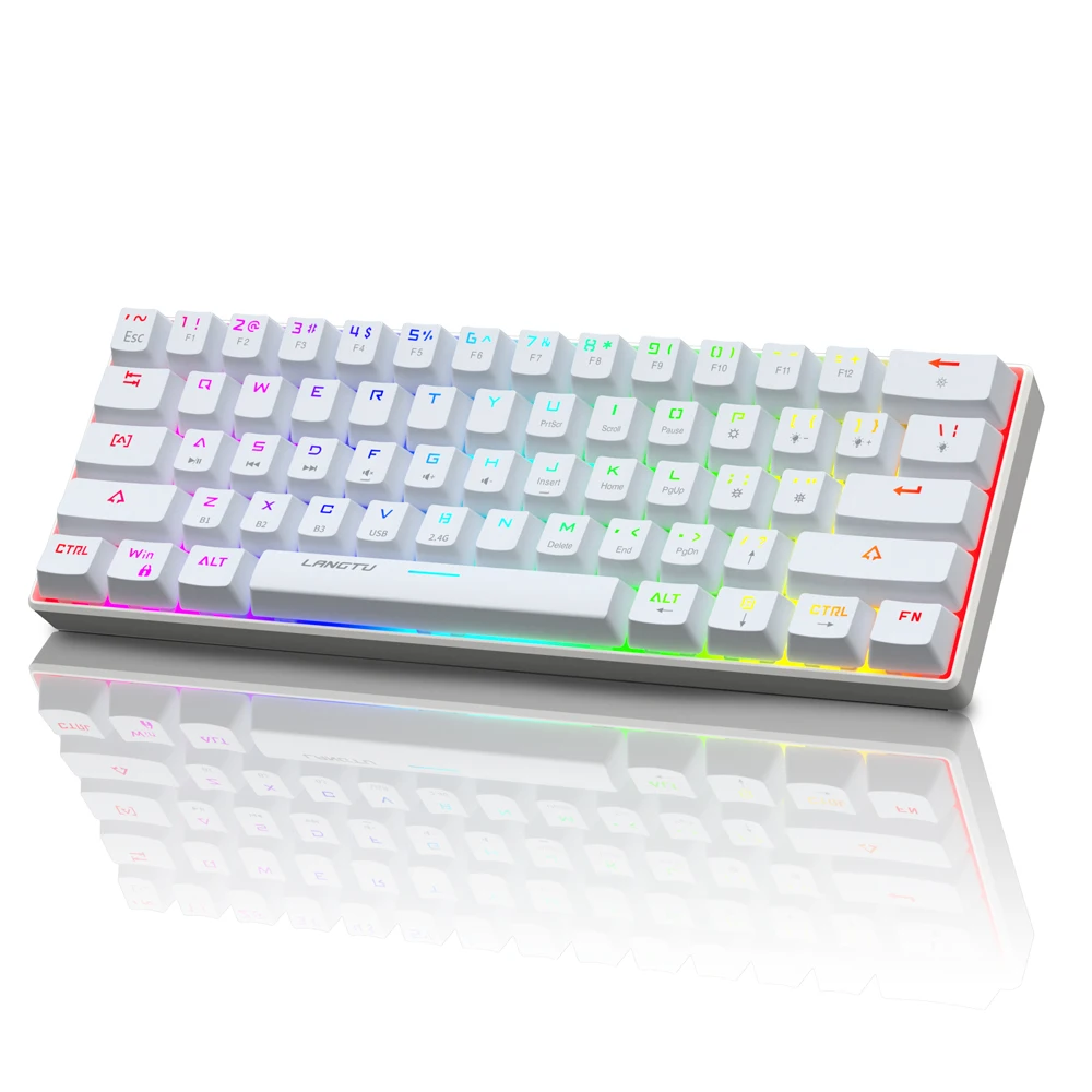 Daul mode Wired/Wireless 60% Mechanical Keyboard Blue Switch 61keys RGB Led backlit waterproof Keyboard for Android Tablet