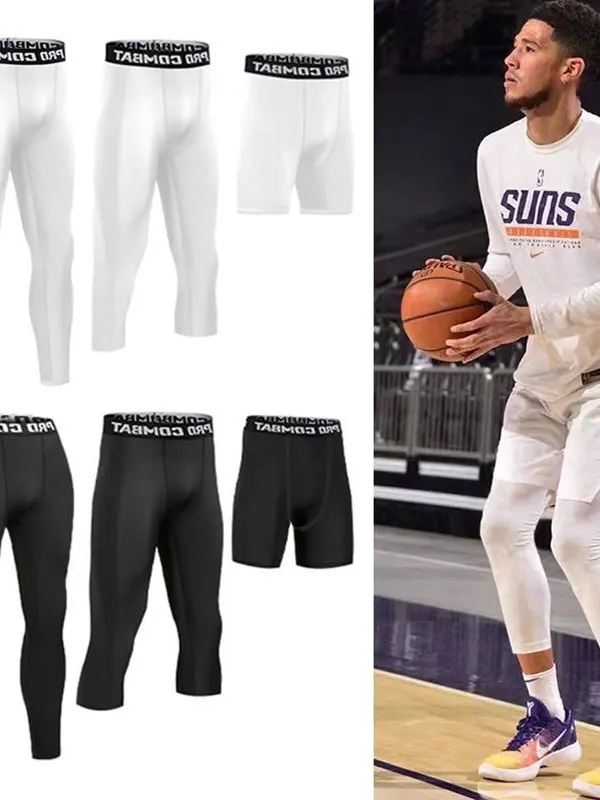 Men's Sporty Compression Trousers Quick Dry Breathable Seven-Footers for Running Basketball And Sports Training