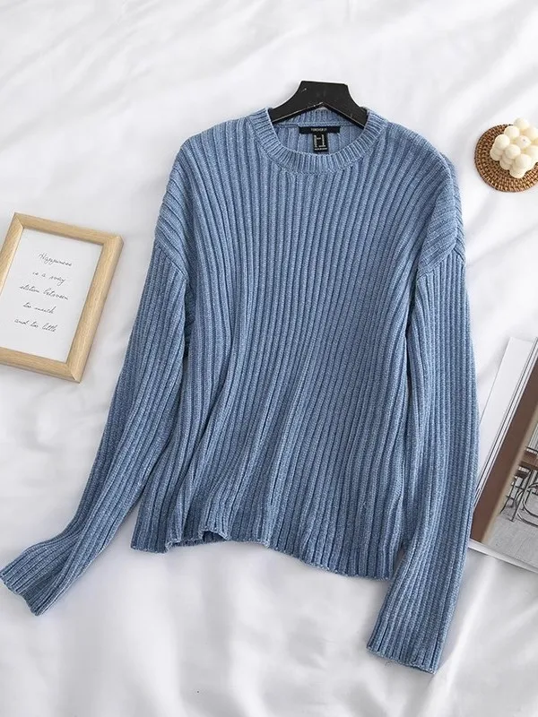 Frauen runde Ne Lange Sve Strickwaren Farbe Innen Tragen Einfache Sle Winter Neue Ankunft Pullover Bequeme Casual Top