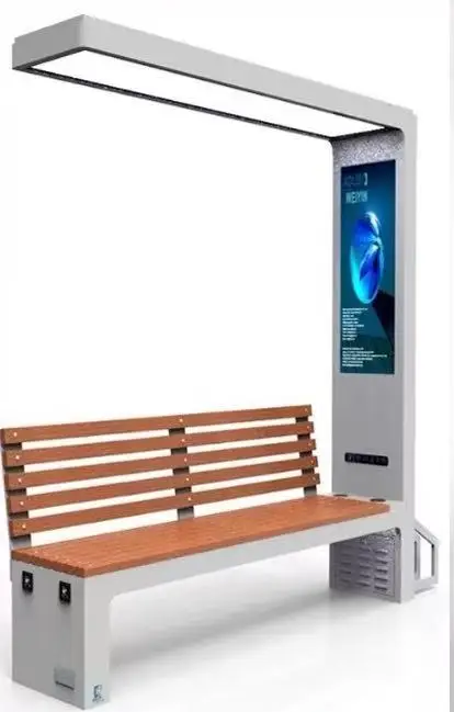 Solar Powered Urban Seats Bench Led Lighting Outdoor Garden Bench Wireless Charging Smart Solar Chair