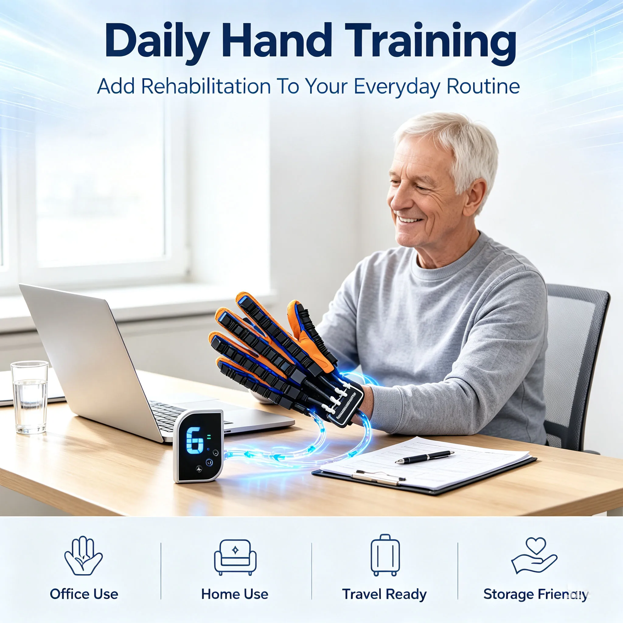 Portable Rehabilitation Robot Gloves Left Right Finger Exerciser Stroke Hemiplegia Cerebral Infarction Hand Function Therapy