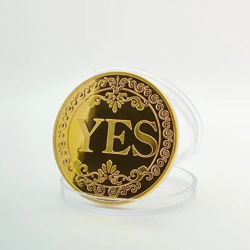 1pc Yes No Coin 3D Embossed Flipping Challenge Coin Decision Maker Lucky Diameter 40mm Commemorative Coins Collection