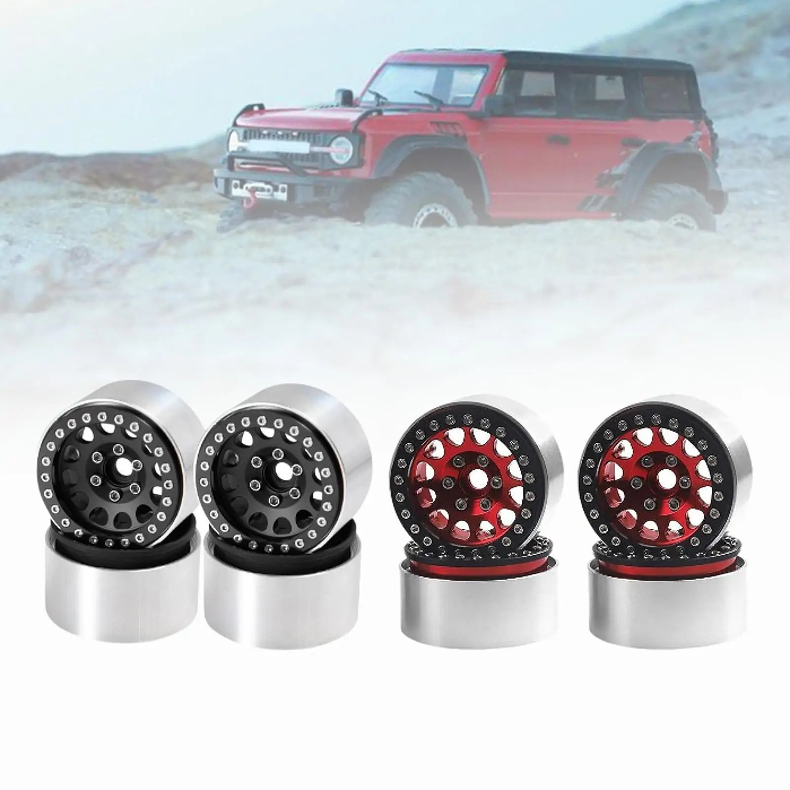 Rcホイールとタイヤ用ホイールリム,DIYアクセサリー,1, 10,trx4,4個