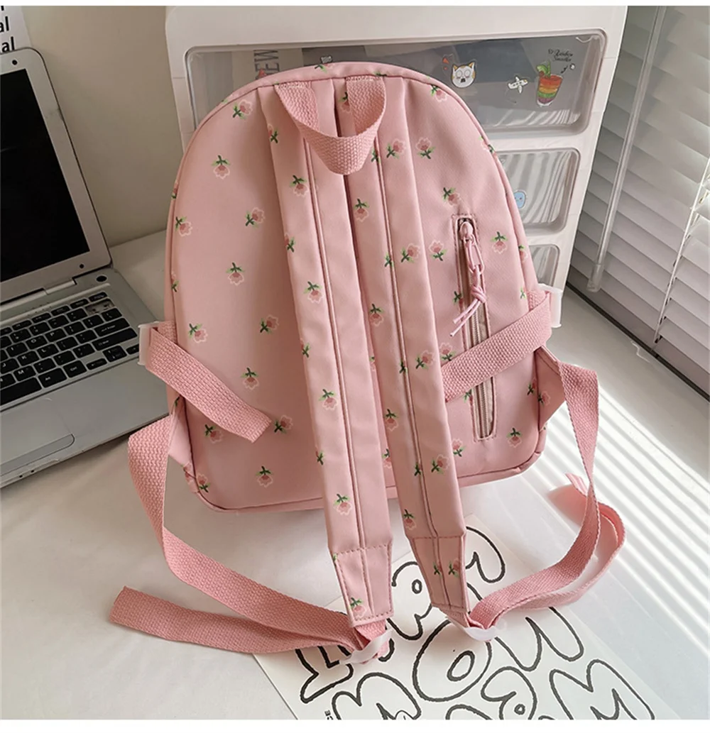 Mini Mochila Floral para Meninas, Mochila Escolar com Nome Personalizado, Rosa, Preto, Nome Bordado, Viagem de Saída, Mochilas para Presente, Novo