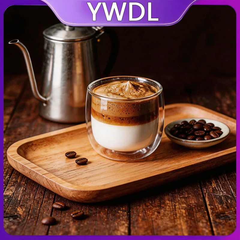 YWDL Glas-Kaffeebecher aus Hochborosilikatglas, Hitzebeständig, 240ml/300ml, für Kaffeeliebhaber, Zuhause, Büro, Geschenk, Transparenter Becher, Wiederverwendbar