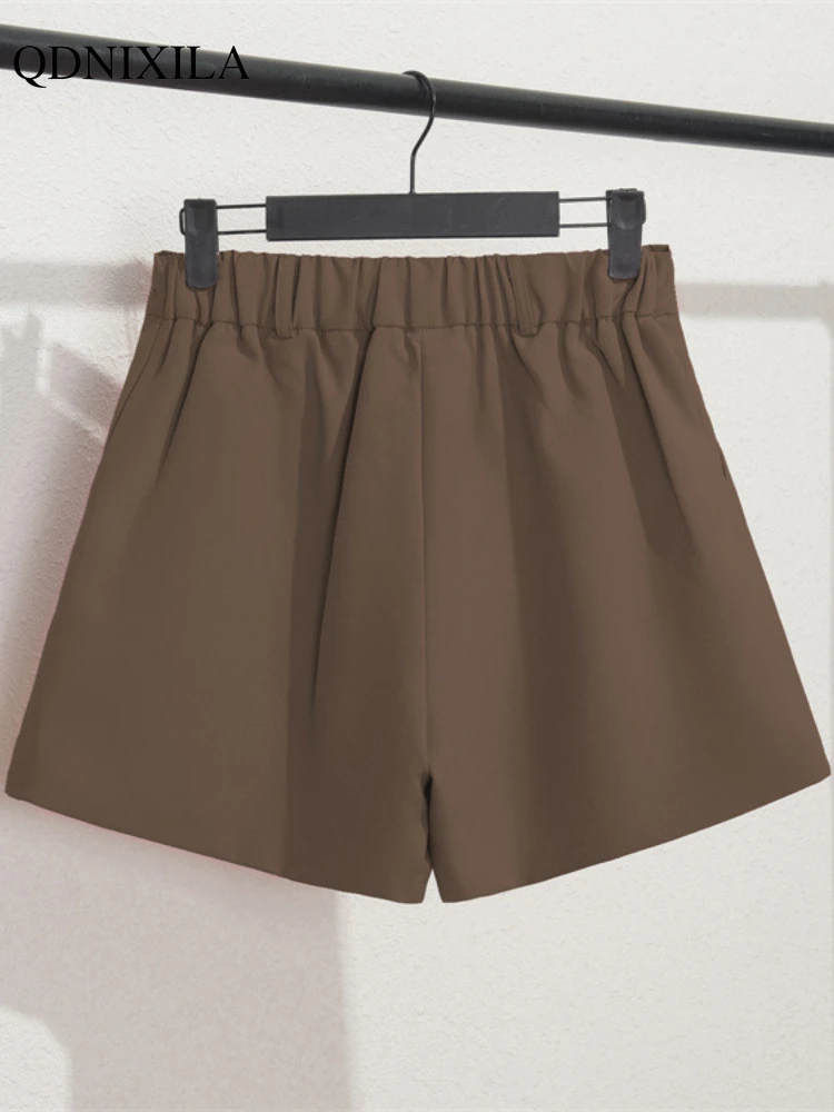 Short d\'été décontracté pour femme, taille haute, jambe large, short noir adt, mode décontractée, vêtements d\'extérieur A-Line, coréen, nouveau