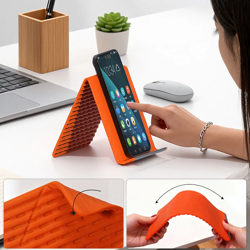 Silicone Phone Stand Flexible Folding Deformation Bracket, Desktop Tablet Laptop Holder Creative Lazy Support Stand Travel Acces