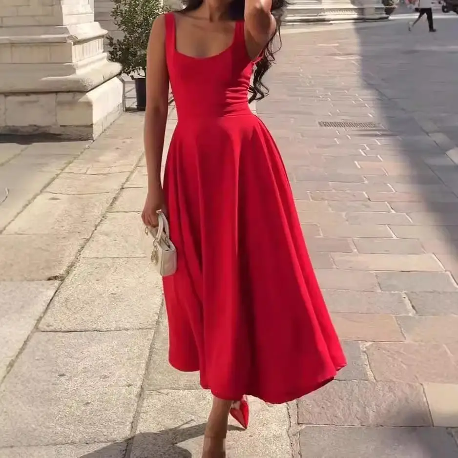 

Новый женский однотонный однотонный жилет с квадратным воротником, сексуальный жилет с высокой талией, футболка из ацетатного волокна, лето 2024, Ciwalk Dr