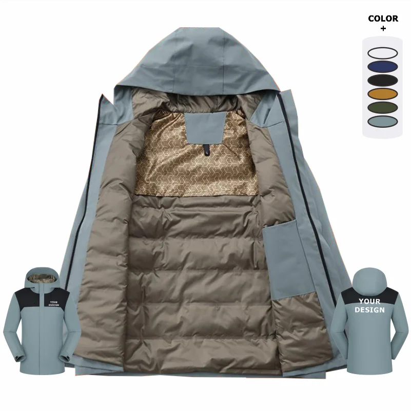 

Графеновая ветрозащитная куртка, мужская зимняя новая модная утолщенная уличная горная пешая прогулка, настраиваемое пальто с капюшоном, повседневная одежда