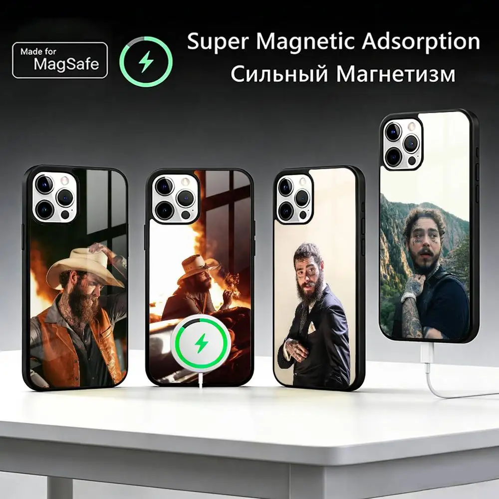 

P-Post Singer M-Malone Phone Case For iPhone17,16,15,14,13,12,11 Plus,Pro Max For Magsafe Wireless Charging