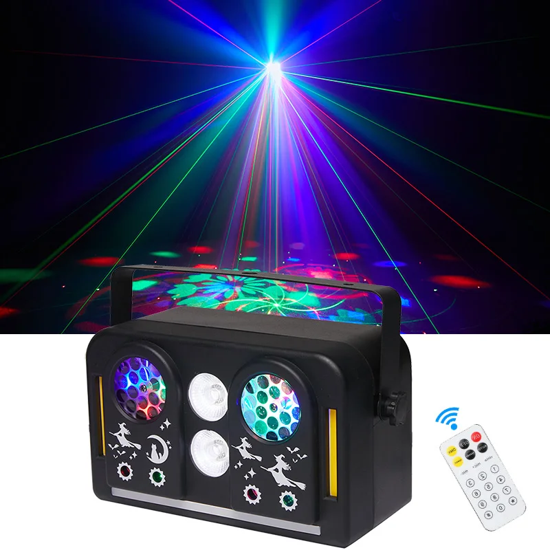 Mini DJ Lights 7 Effect IN 1 RGB Led Beam Pictures Warm Flash Red Green Flower Point DMX 512 Stage Lighting Disco Party Lamp