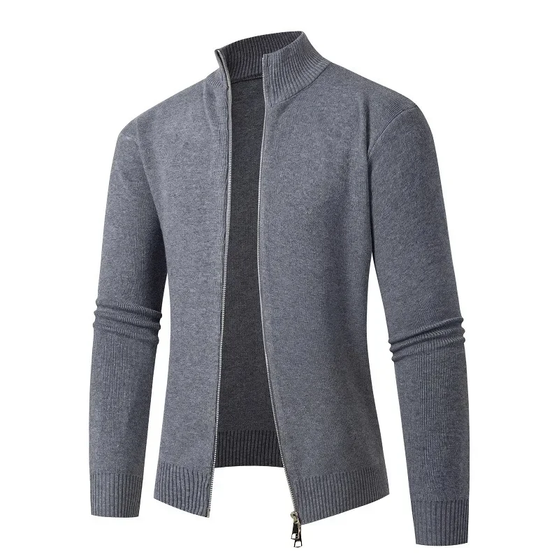 

Men's Autumn and Winter New Fashion Knit Cardigan Zipper Sweater, Solid Color Casual Slim-fit Stand Collar Knitted Sweater Coat