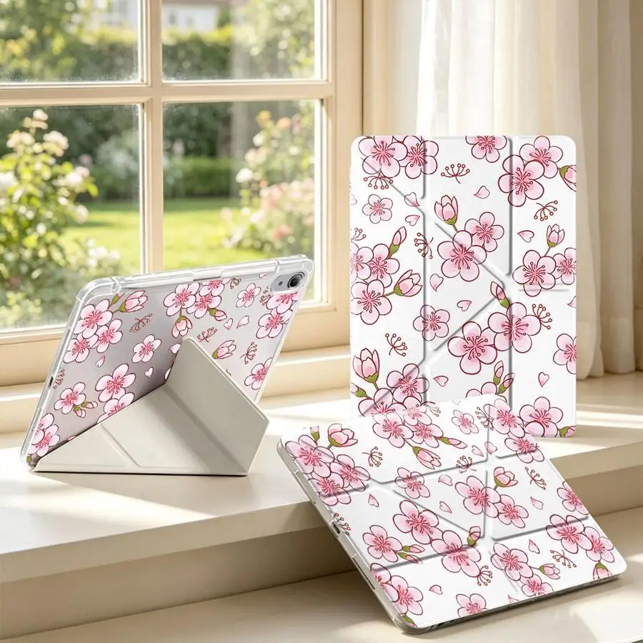 Tablet Case For Samsung Galaxy Tab A9 Plus S9 Plus S8 A11 S10 Lite A8 S7 FE With Pen Slot Cover Cartoon Peach Blossom