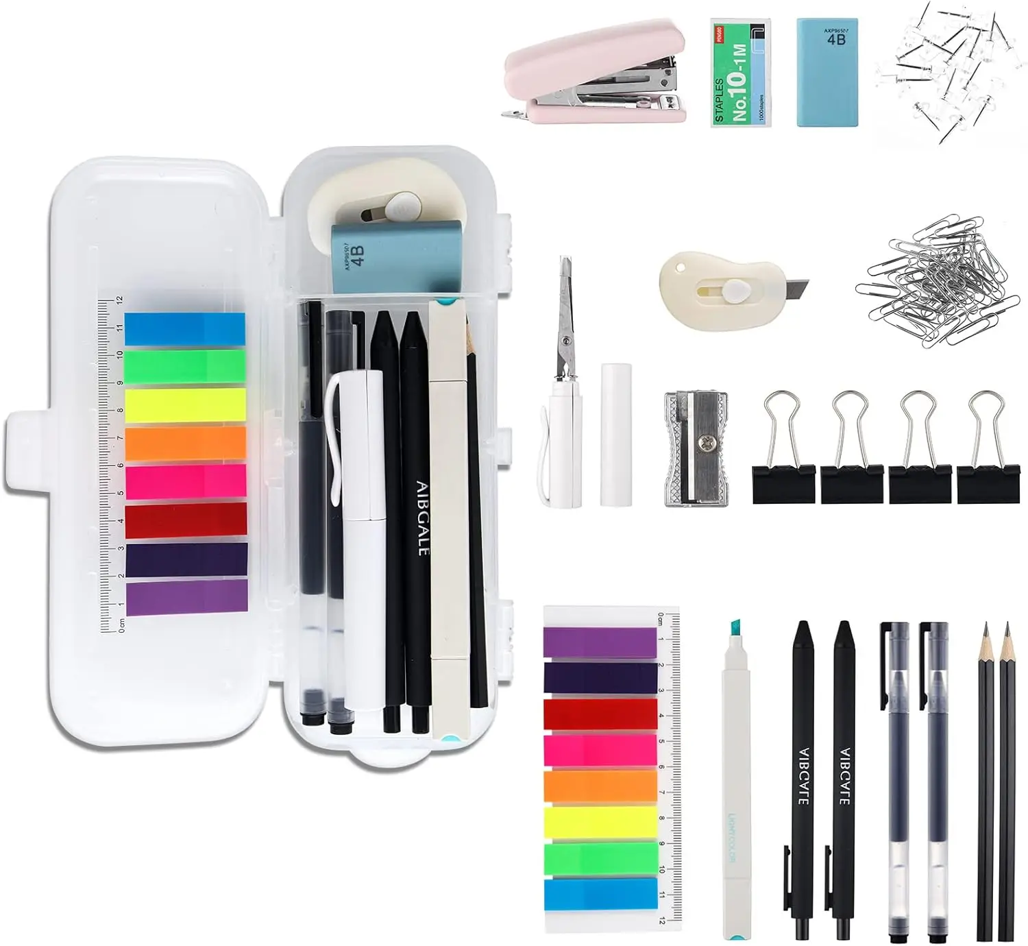 

123 Pcs Office Supplies Kit with Desk Organizers, Office Stationery Set, Mini Office Supply Kit Includes Stapler, Paper Clips, Push Pins, Highlighters for Desktop Accessories Set, School Supplies
