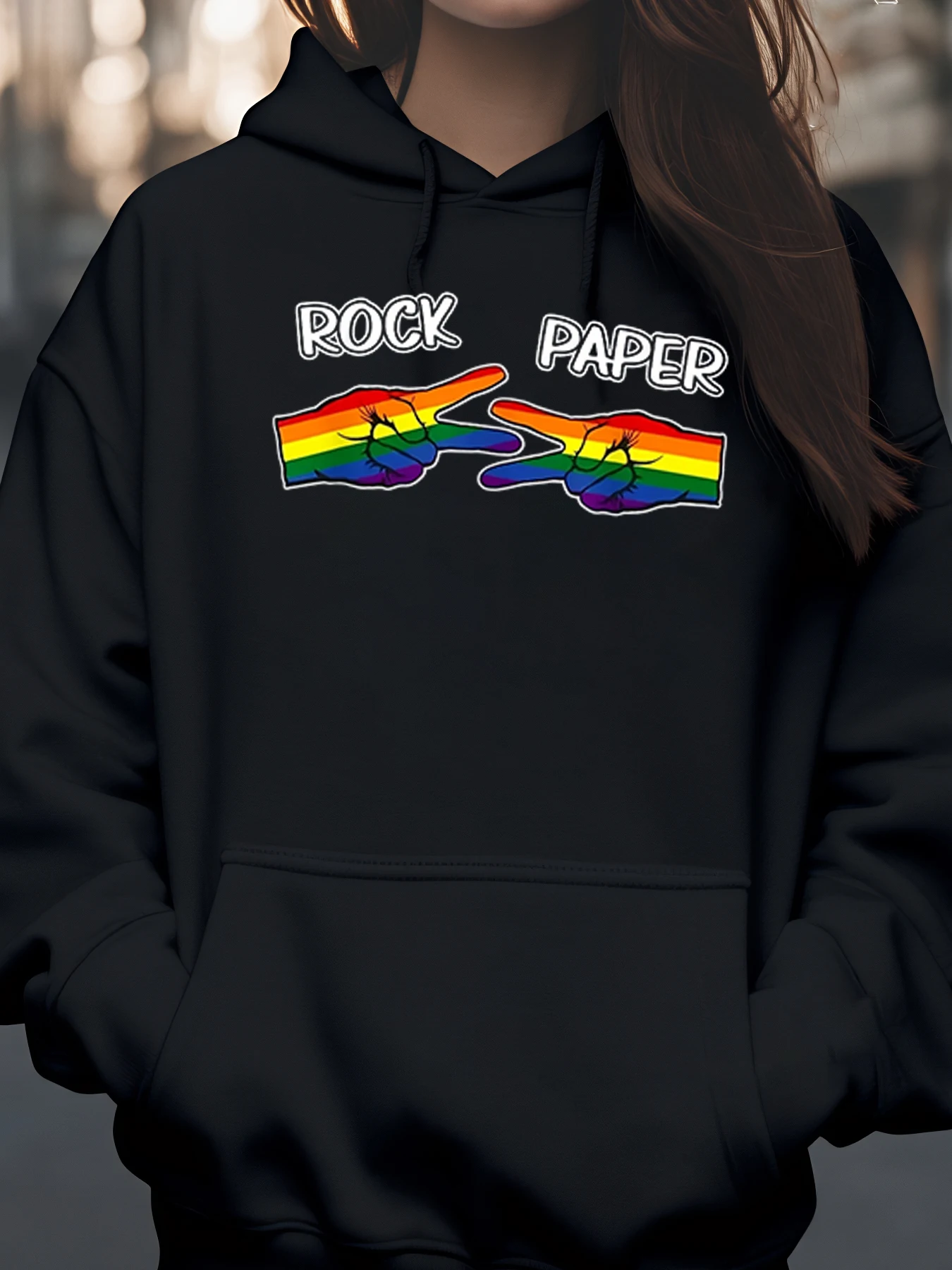 سترة بغطاء للرأس مطبوعة يدويًا من رينبو روك، ملابس كاجوال لمهرجانات برايد للجنسين #1