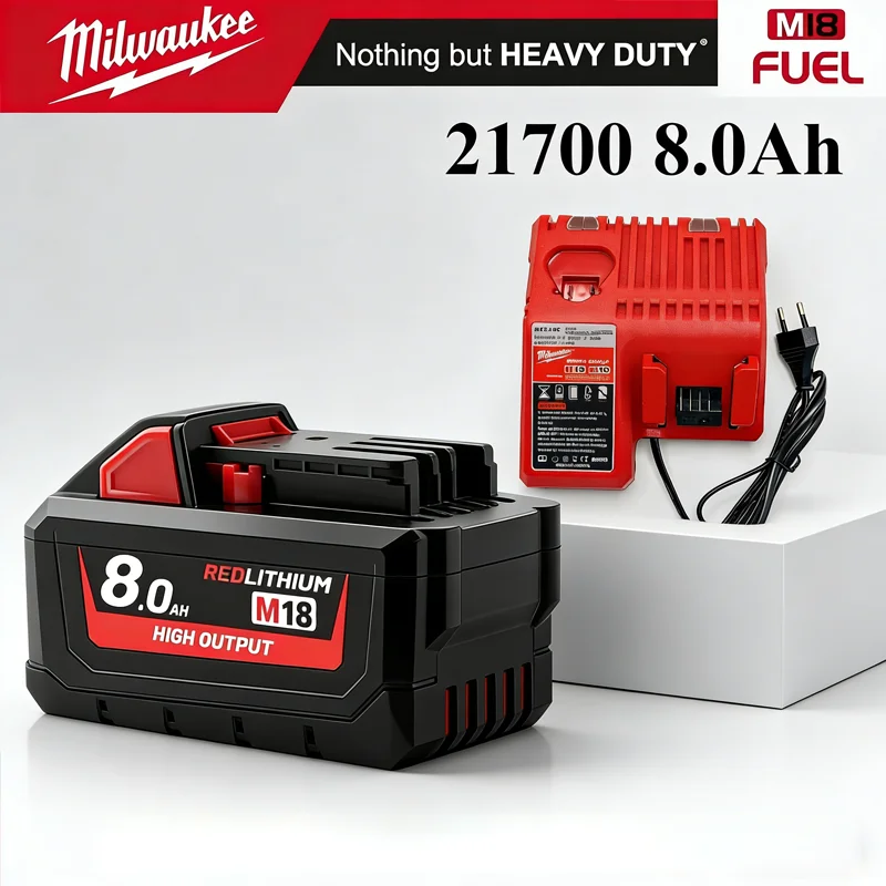 

100% Original Milwaukee M18 18V 8.0Ah XC Rechargeable Battery 21700 Cell,For Milwaukee 48-11-2830 0730-20 Power-driven Tools
