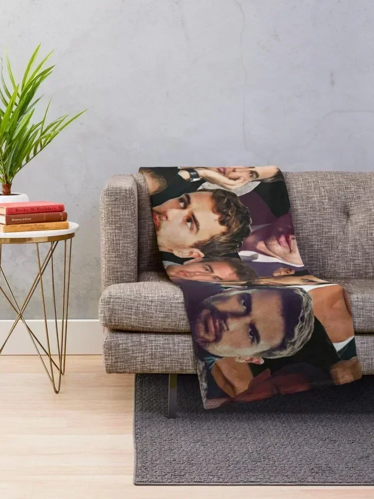 Theo James Photo Collage Throw Blanket Softest manga Bed covers heavy to sleep Soft Beds Blankets
